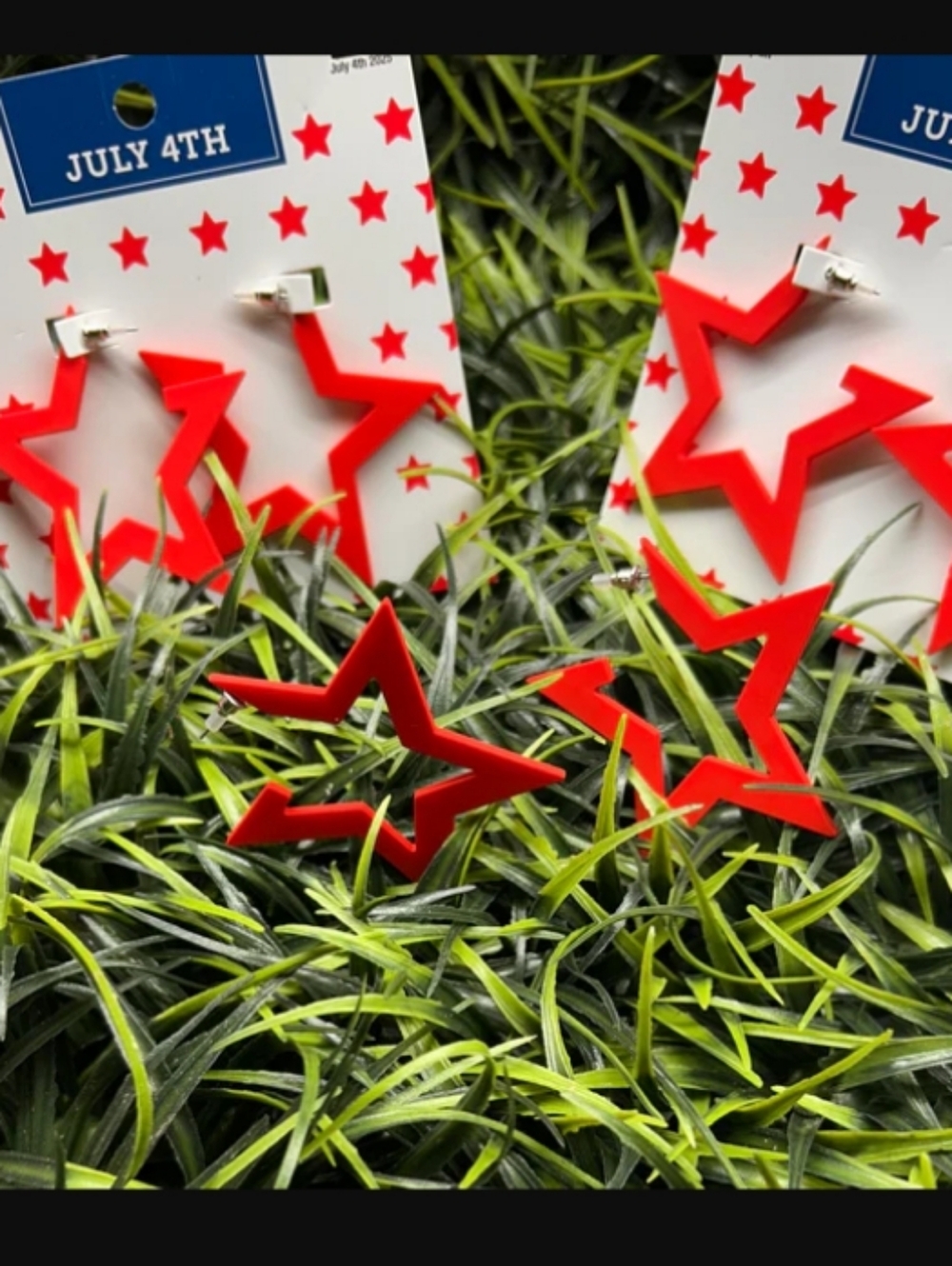 Red Star Hoop Earrings - Festive Statement Studs